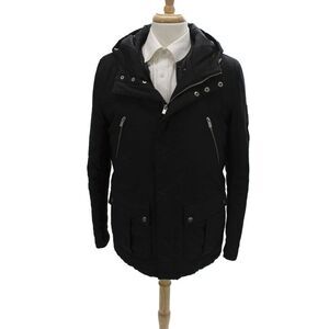 Sport The Kooples Mens Black Parka High Neck Button Long Sleeve Size M